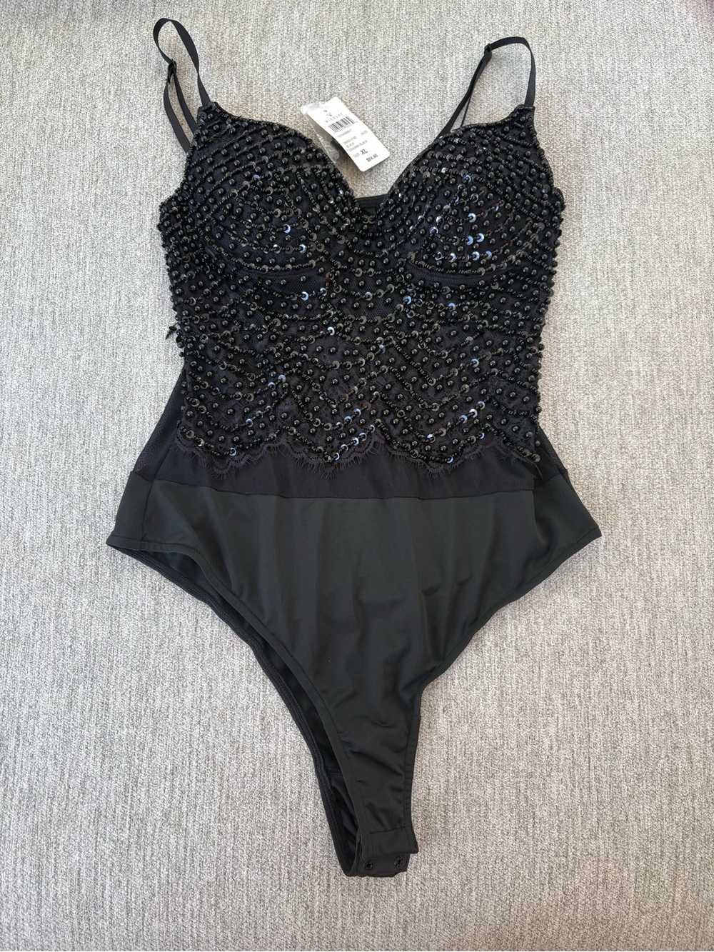 Windsor Black Sequin Embellished Bodysuit